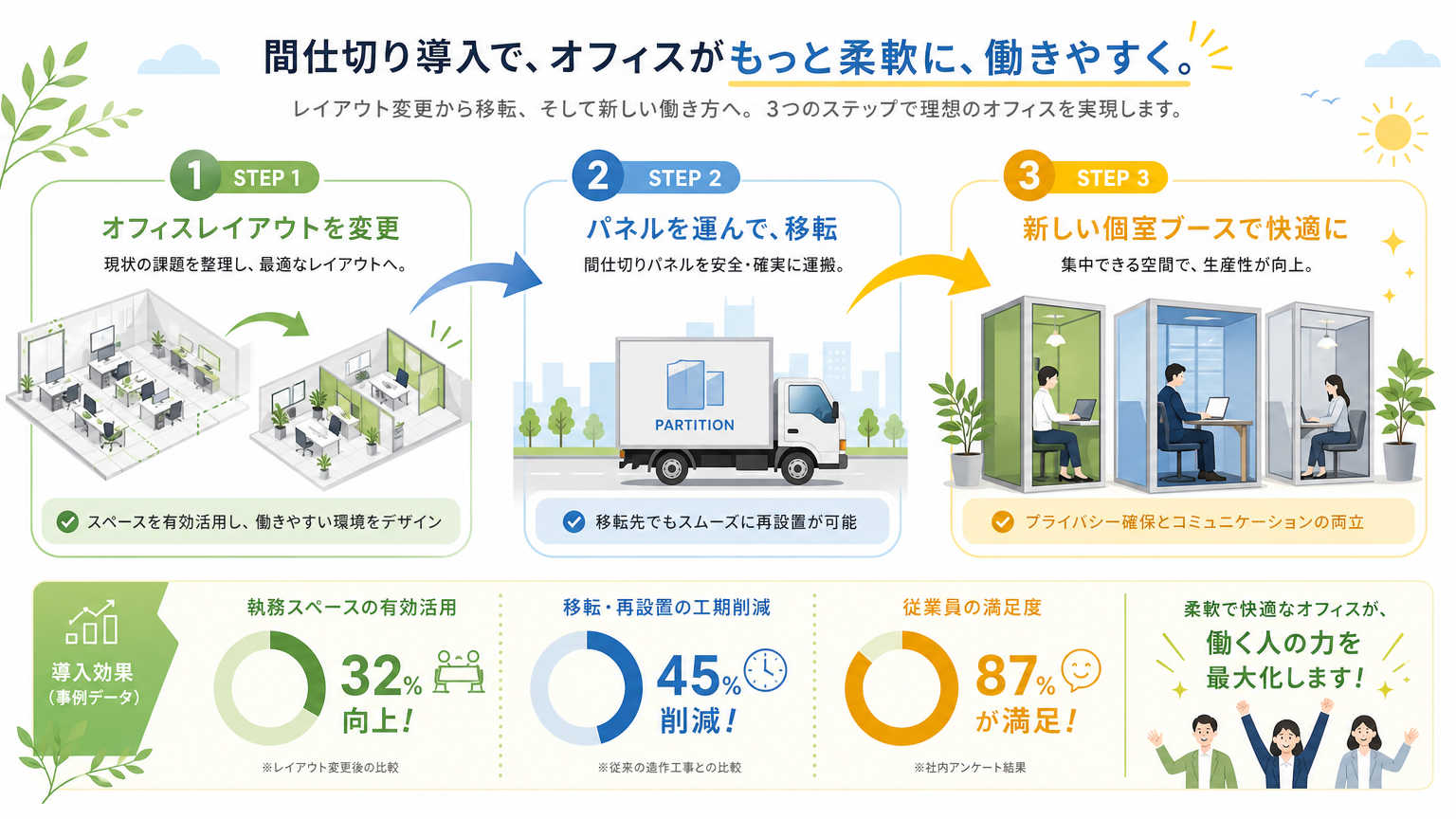 移設できる間仕切りの導入事例